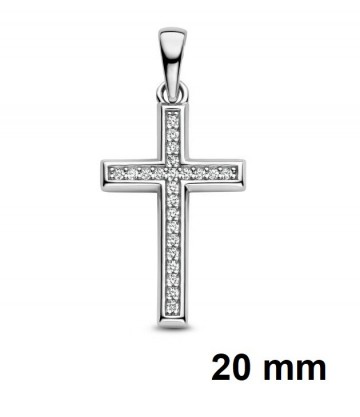 Zilveren kruis 20mm zirkonia's