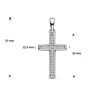 Zilveren kruis 20mm zirkonia's