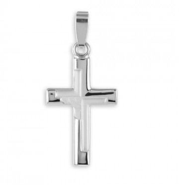 Zilveren kruis 23 mm (gematteerd)