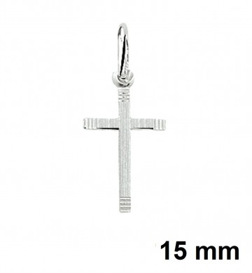 Zilveren hanger kruis 15mm (gematteerd)