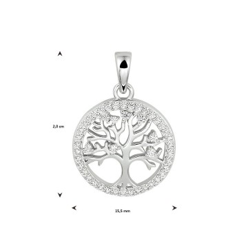 Zilveren hanger levensboom zirkonia