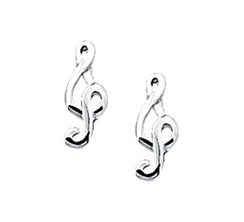 Zilveren muzieksleutel oorbellen