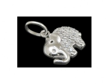 Zilveren olifant hanger (zirkonia steentjes)