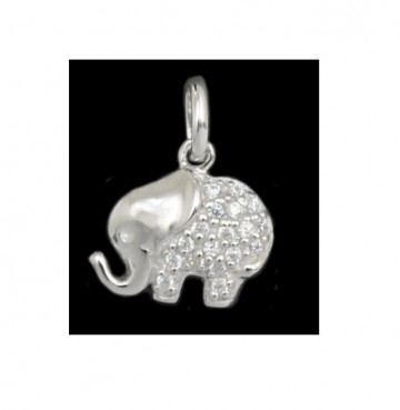 Zilveren olifant hanger (zirkonia steentjes)