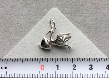 Zilveren ooievaar met baby luxe geboorte zwanger