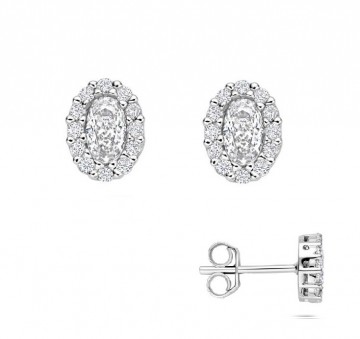 Zilveren luxe zirkonia oorbellen 8 mm