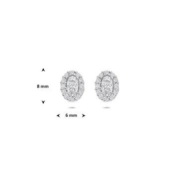 Zilveren luxe zirkonia oorbellen 8 mm