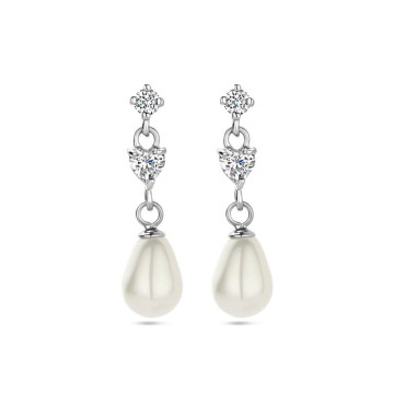 Zilveren parel oorbellen