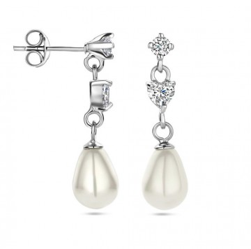Zilveren parel oorbellen