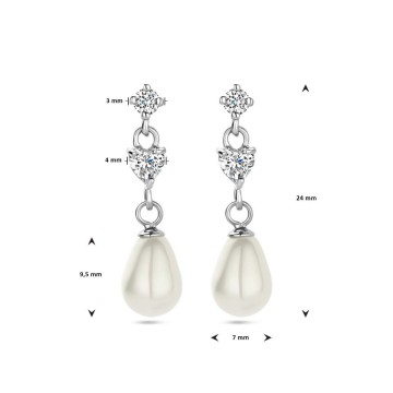 Zilveren parel oorbellen