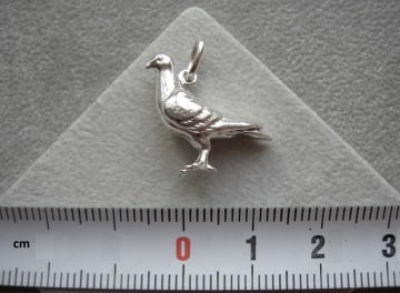 Zilveren duif / postduif hanger groot