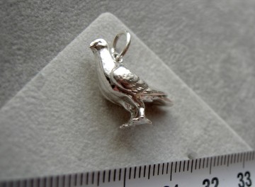 Zilveren duif / postduif hanger groot