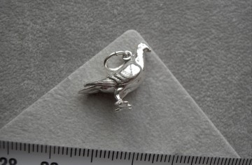 Zilveren duif / postduif hanger groot