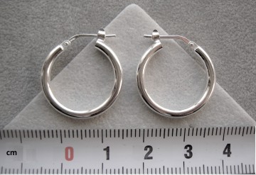 Zilveren oorringen 20 mm, 2,5 mm ronde buis