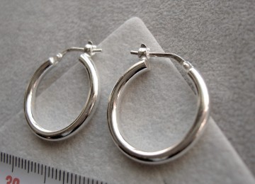 Zilveren oorringen 20 mm, 2,5 mm ronde buis