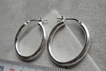 Zilveren oorringen 25 mm, 2,5 mm ronde buis