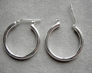 Zilveren oorringen 25 mm, 2,5 mm ronde buis