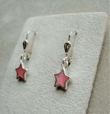 Zilveren oorbellen Roze ster hangertjes