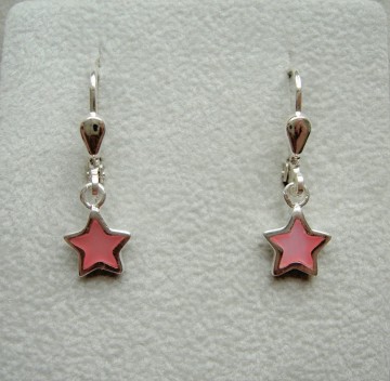 Zilveren oorbellen Roze ster hangertjes