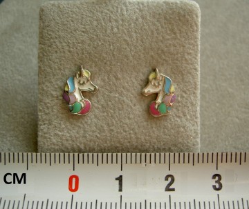 Zilveren eenhoorn / paard oorbellen