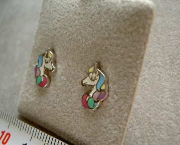 Zilveren eenhoorn / paard oorbellen