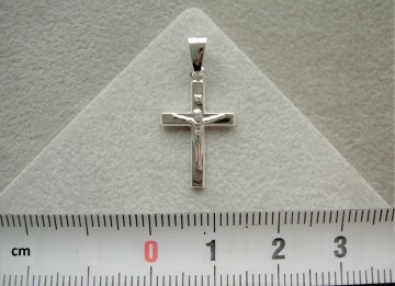 Zilveren kruis+corpus 16 mm hanger