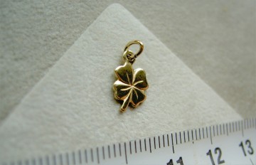 Gouden klavertje vier (12 mm) hangertje
