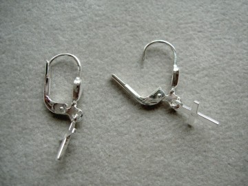 Zilveren kruis hangertjes oorbellen kruisjes