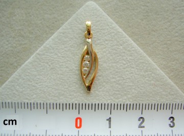 Gouden fantasie dameshangertje met zirkonia bicolor