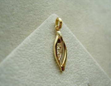 Gouden fantasie dameshangertje met zirkonia bicolor