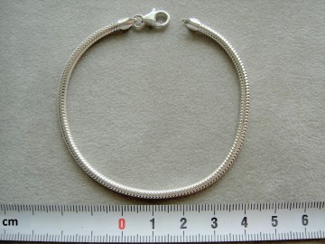 Zilveren armband 3mm slang, 19 cm