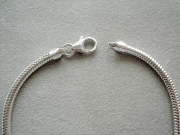 Zilveren armband 3mm slang, 19 cm
