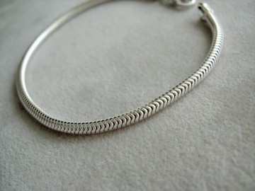 Zilveren armband 3mm slang, 19 cm