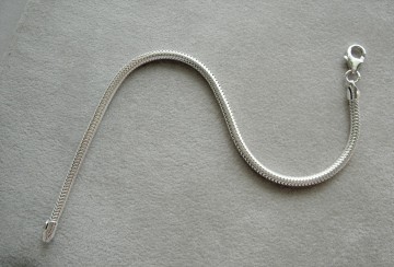 Zilveren armband 3mm slang, 19 cm