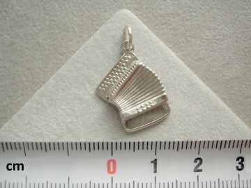 Zilveren accordeon KNOPPEN hanger groot