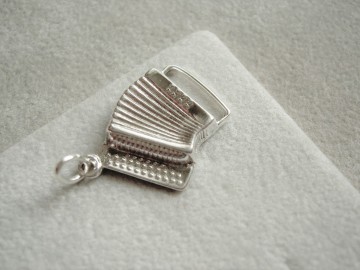 Zilveren accordeon KNOPPEN hanger groot