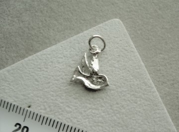 Zilveren mus / vogel hangertje, ACHTERKANT