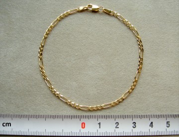 Gouden figaro dames armbandje, 19 cm, 2.5mm.
