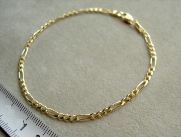 Gouden figaro dames armbandje, 19 cm, 2.5mm.