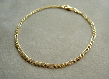 Gouden figaro dames armbandje, 19 cm, 2.5mm.