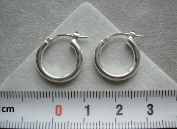 Zilveren oorringen 16 mm, 2,5 mm ronde buis