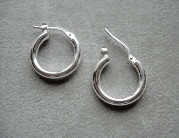 Zilveren oorringen 16 mm, 2,5 mm ronde buis