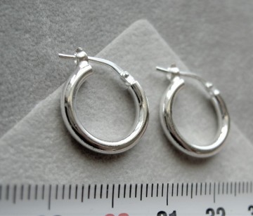 Zilveren oorringen 16 mm, 2,5 mm ronde buis