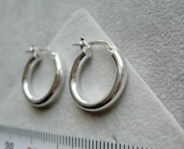 Zilveren oorringen 16 mm, 2,5 mm ronde buis