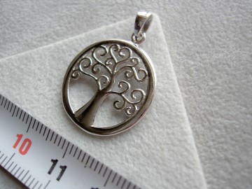 Zilveren 20mm levensboom hanger