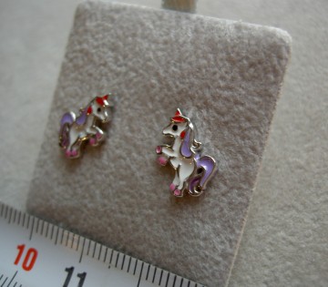 Zilveren eenhoorn /  paard oorbellen