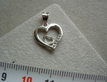 Zilveren hartje in hart hanger - zwanger geboorte