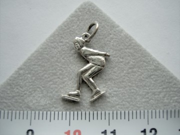 Zilveren schaatser hanger