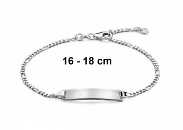 Zilveren Plaatarmbandje 16-18 cm figaro