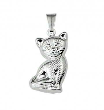 Zilveren hanger poes / kat / kitten